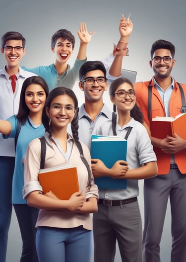 Faculty members interacting warmly with students in a modern classroom at Shivaay Gurukul.