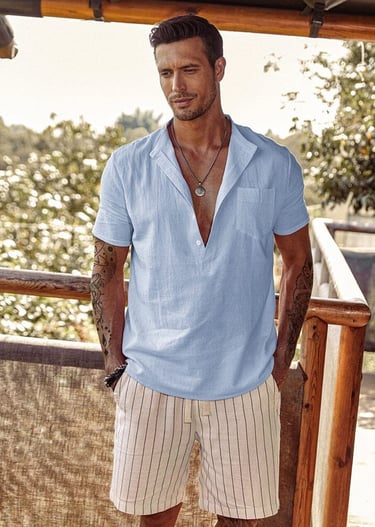 beach style sky blue shirt 