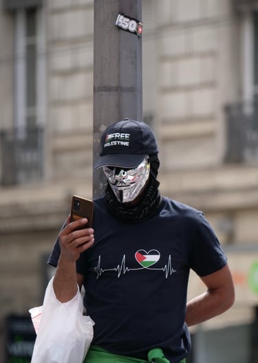 a man in a mask mask and a masker on a street