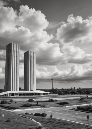 A dimly lit street scene at night features a brick building with a neon sign displaying the words 'INCOME TAX' in red and 'NOTARY PUBLIC' in green. A streetlight illuminates the space immediately around it, creating a contrast with the dark surroundings.