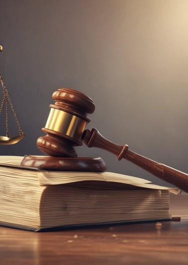 An office setting showcasing legal books and documents.