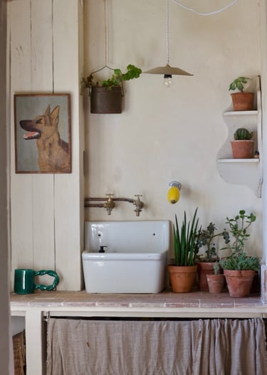 a sink countryside design, vintage decor, normandy, French cottage, Le Perche, Airbnb, farmhouse