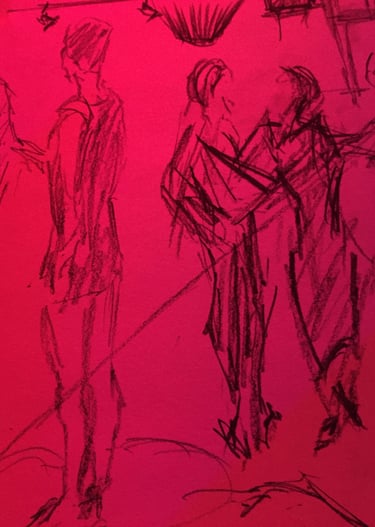 salsa dancers sketches drawings preparatory drawings