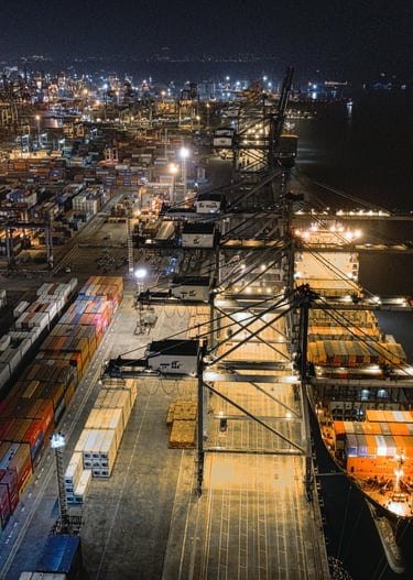 Port full of containers
