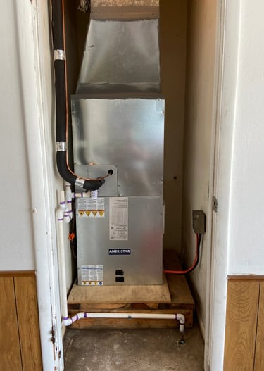 hvac air handler install in the closet