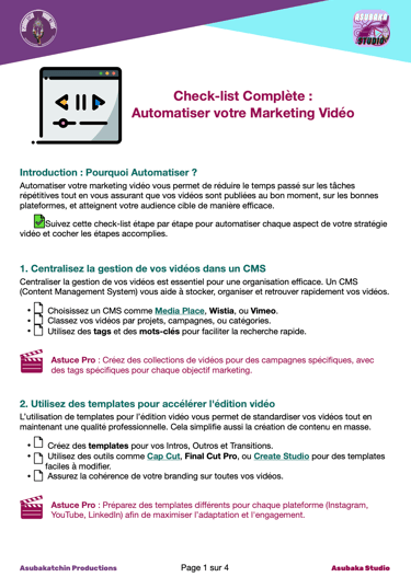 Check-list : Automatiser votre Marketing Vidéo