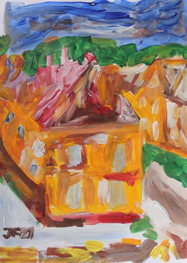 a painting of houses
