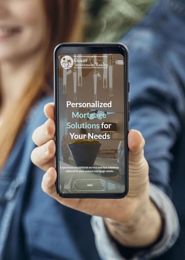 smartphone showing de Coast Investment Realty website