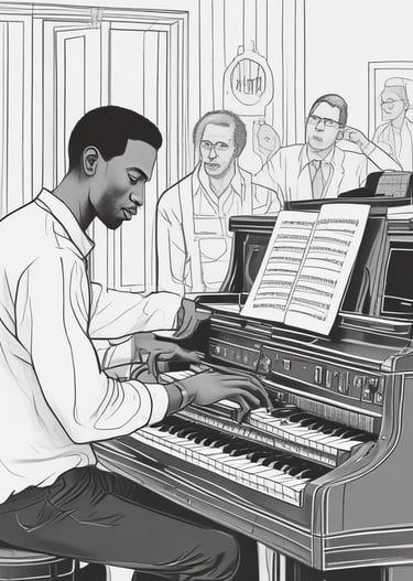 A person is sitting at a desk in front of a large computer monitor, working on music production software. The room is filled with audio equipment, including large speakers on either side of the monitor and various cables and electronic devices on the desk.