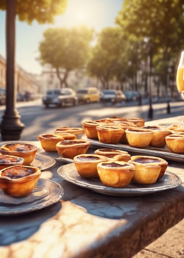 Pastel de nata en een glas natuurwijn