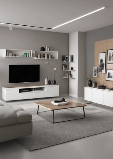 A stylish bedroom interior in black and white.