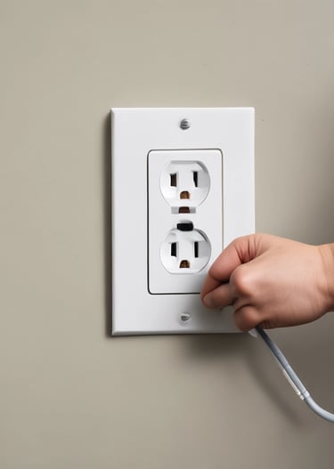 Close-up of hands wiring a modern electrical outlet.