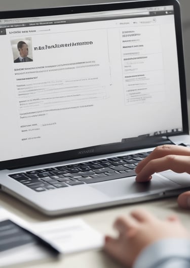 A close-up of a laptop screen displaying a resume editing tool, with a hand making adjustments.