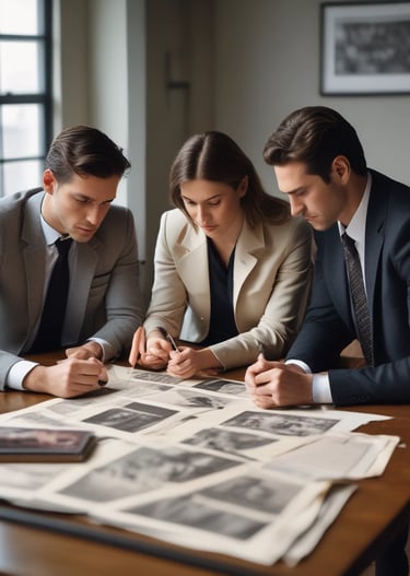 A team of investigators discussing a case.