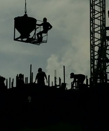 a crane is being lifted by a crane