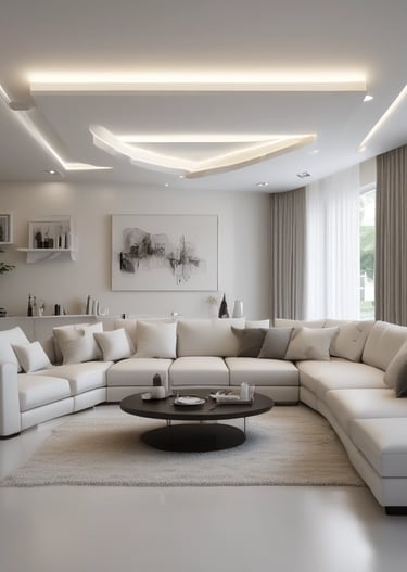 Stylish gypsum ceiling with decorative details.