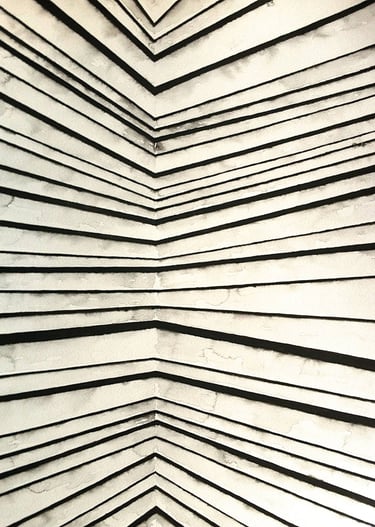  INOS 1 by Tim Grosvenor, ink on paper, opening panel of triptych featuring descending chevron patte