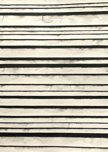  INOS 2 by Tim Grosvenor, ink drawing, middle triptych panel with horizontal lines and dynamic rhyth