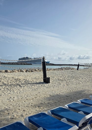 Beach chairs in Great Stirrup Cay Bahamas