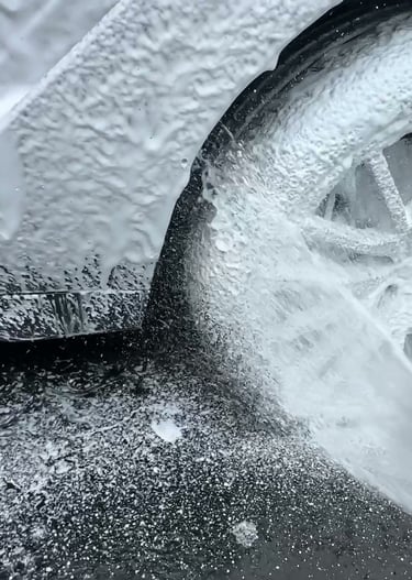 tire and rim cleaning of black sports car