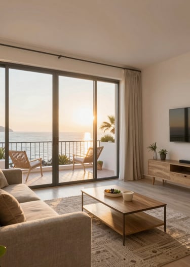Before-and-after view of a sleek spa bathroom transformation.
