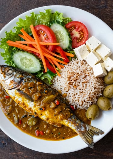 A colorful plate filled with fresh vegetables and wholesome foods.