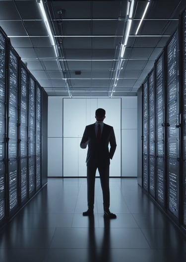 Cloud infrastructure visualized as interconnected digital nodes glowing softly.