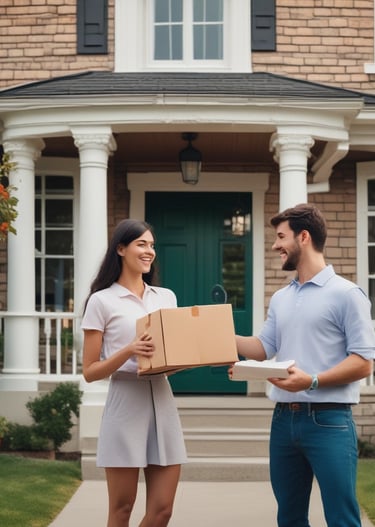 Yellow and white DHL freight containers are lined up on a train track under clear blue skies. Overhead electrical wires stretch across the scene, indicating a railway setting.