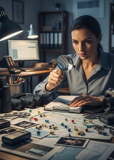 a women holding a magnifying glass