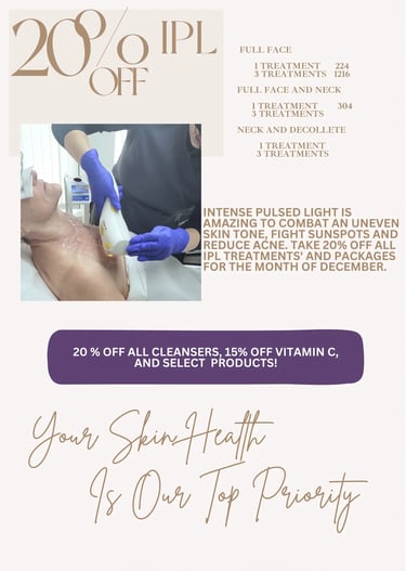 December skincare and laser treatment promotions at Ariana Esthetic Edmonton