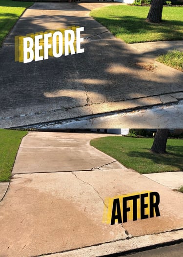pressure washing, surface cleaning, softwashing, and power washing driveway