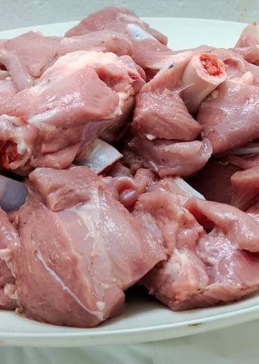 a plate of cuts raw meat with meat on it