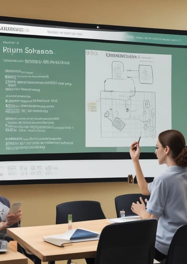 A modern classroom equipped with advanced technology, including computers and robotic kits for hands-on learning.