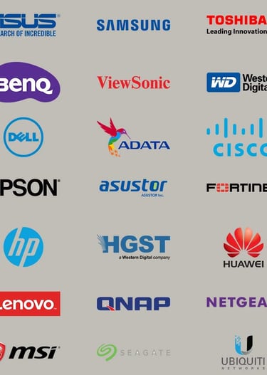 asus dell hp lenovo cisco asustor netgear unifi ubiquiti logitech epson samsung viewsonic