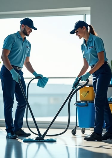 Équipe DG Services en action - professionnels du nettoyage utilisant des machines haute performance