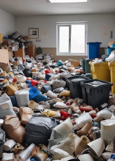A before-and-after comparison of a cleaned space showing significant transformation.