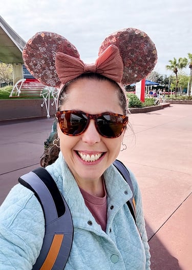 Jennifer Becker pictured inside EPCOT® at Walt Disney World®.
