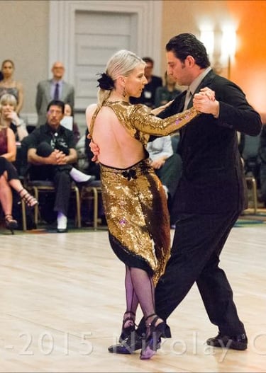Mekhael Srour and Martha Slater tango dancing