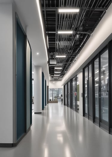A technician installing a CCTV system in a commercial building.