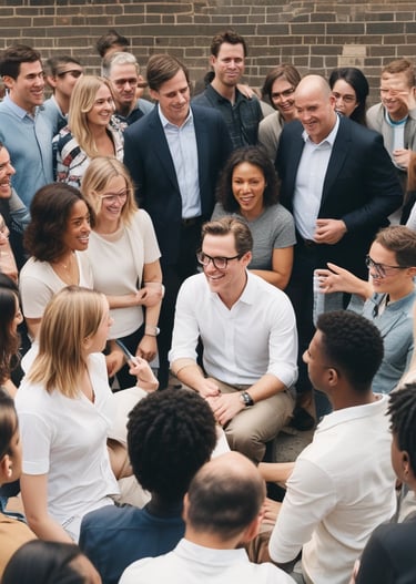 A diverse team brainstorming around a table, illustrating teamwork and the exchange of ideas.