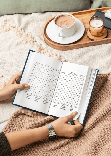 puzzle book Nurse Word Search book interior by Debas Direct with coffee and puzzle pages
