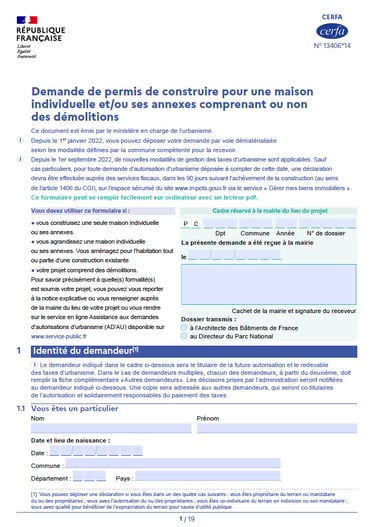 Formulaire CERFA PC -extension - annexes - permis de construire - office-plan orléans