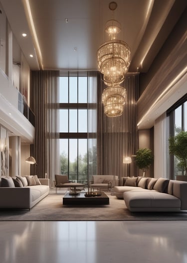 A high contrast black and white interior view showcasing a modern architectural design with a large rectangular skylight. The space features tall vertical columns and an array of horizontal lines created by slatted paneling. Geometric shapes and shadows play on the surfaces, adding depth and dimension.