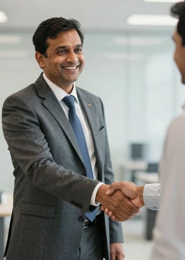 Close-up of hands shaking, symbolizing trust and partnership in financial services.