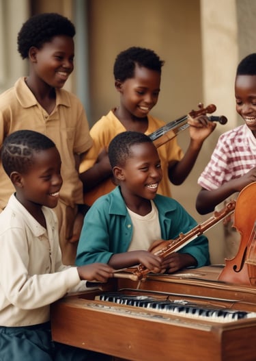 A caring volunteer reading a story to children gathered around in a cozy room.
