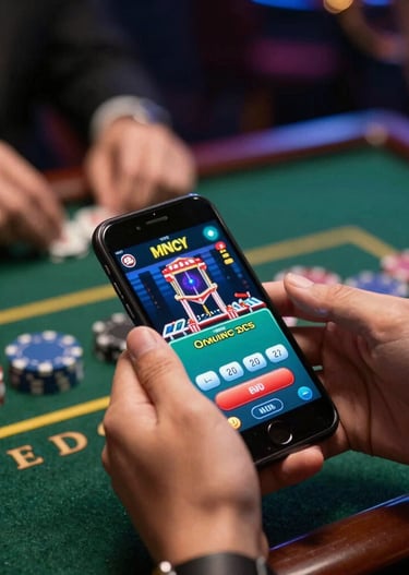 Close-up of a user interacting with a mobile app featuring gamification elements.