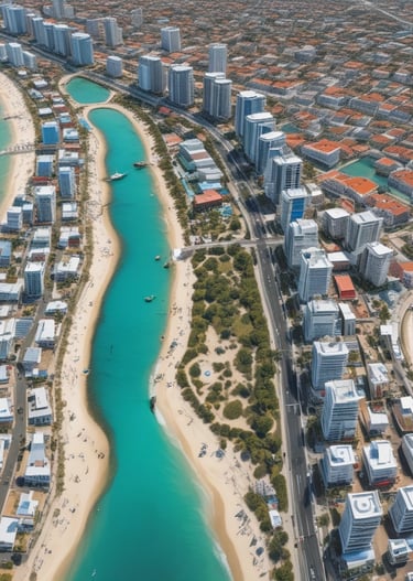 Model walking confidently through a bustling city street wearing urbanthread apparel.