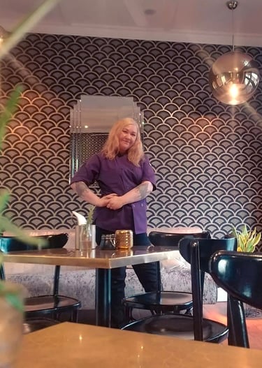 Chef September Erickson in Elegant Tonic Bar & Bistro Art Deco style