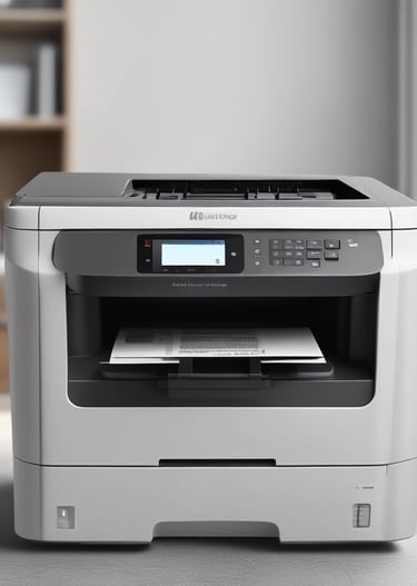 Close-up of a printer control panel displaying error messages.