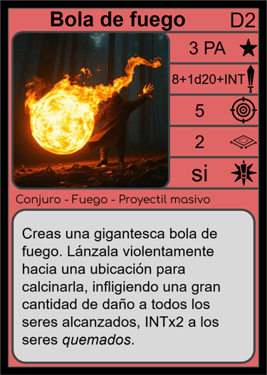 Conjuro "Bola de fuego".